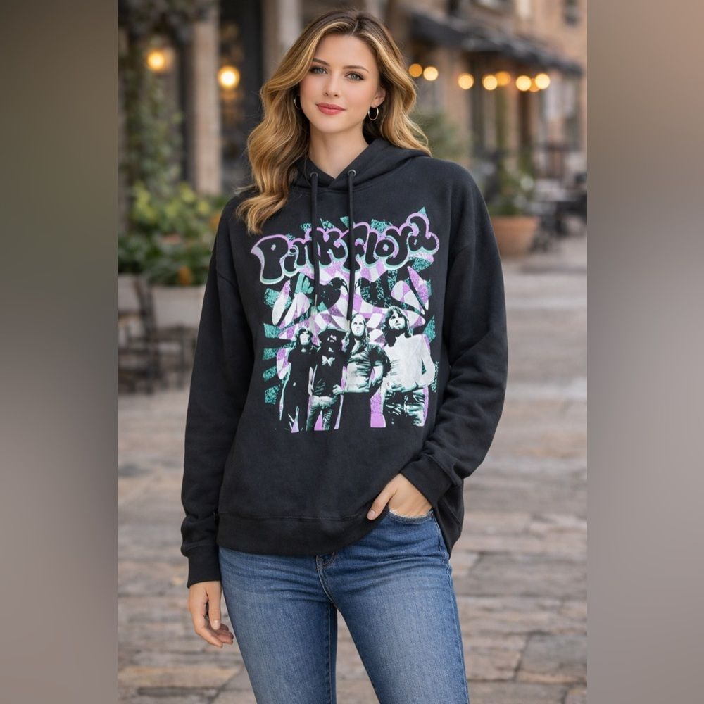 Pink Floyd Hoodie Mens Small Black Psychedelic Hippie Rock Band Sweater Concert - Picture 2 of 10